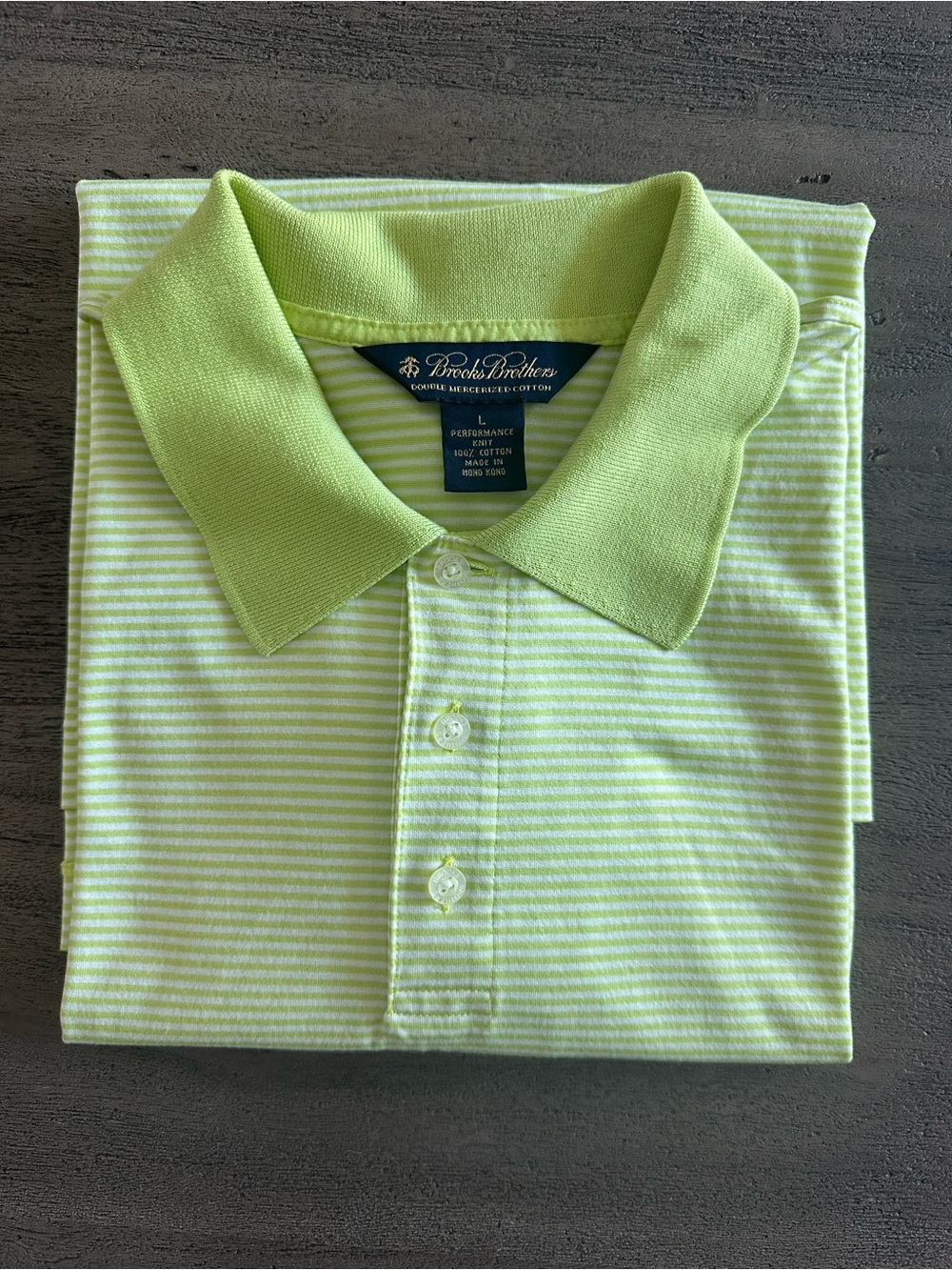 Brooks Brothers Men's Light Green Striped Polo L